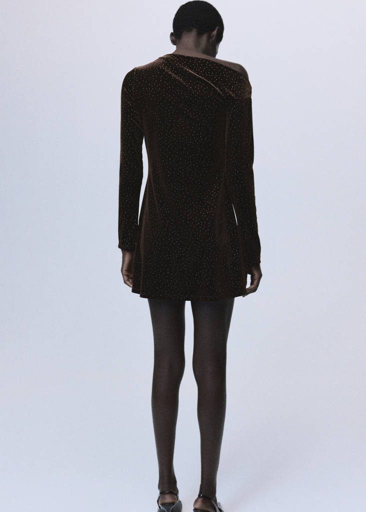 Robe Asymétrique En Velours Pailleté