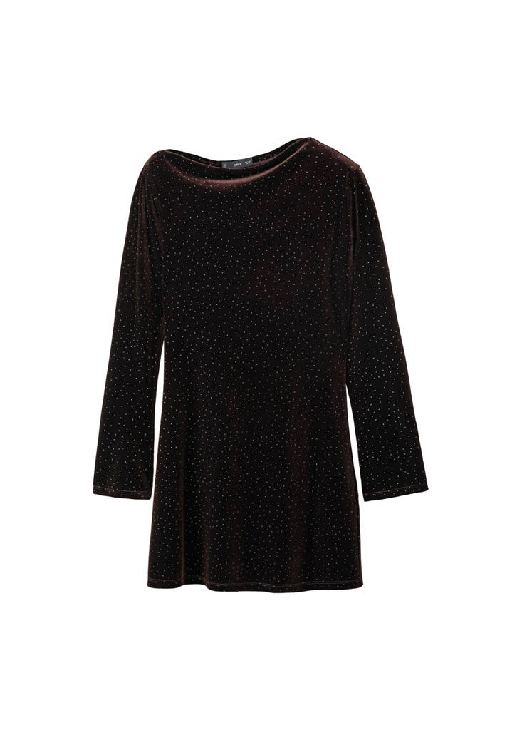 Robe Asymétrique En Velours Pailleté