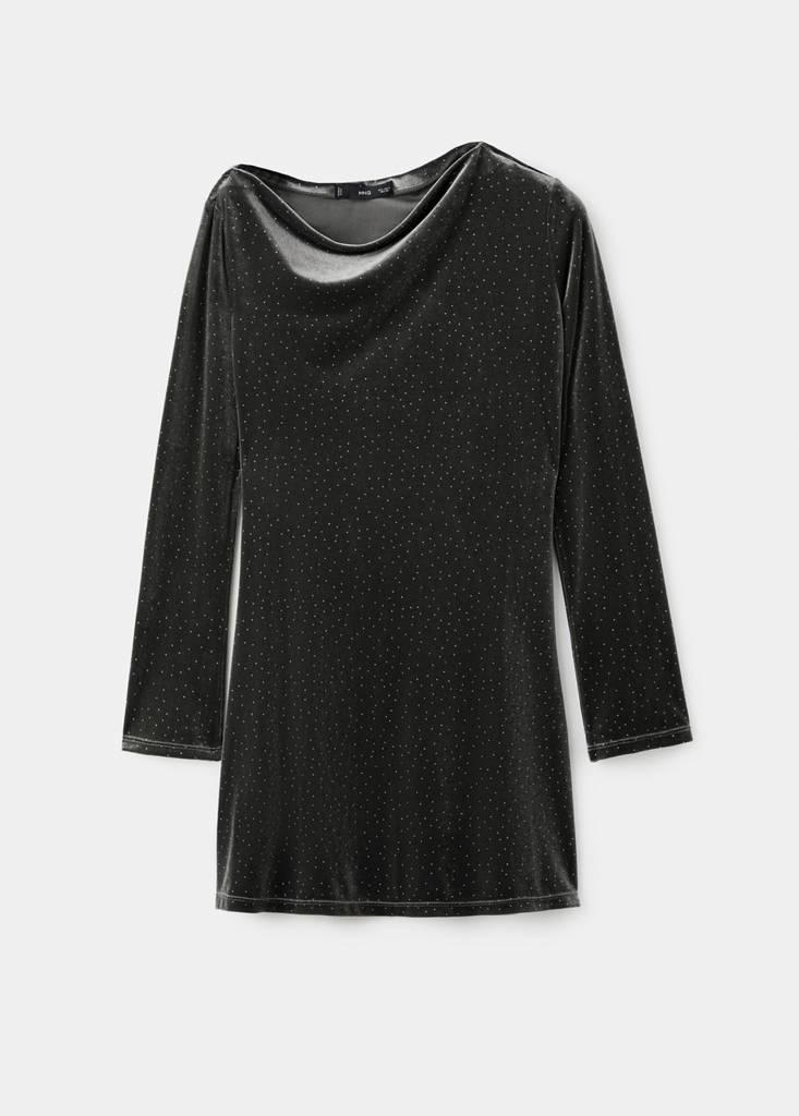 Robe Asymétrique En Velours Pailleté