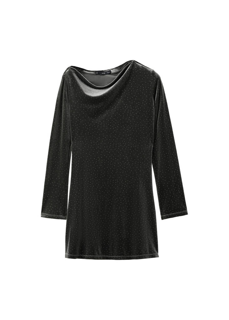 Robe Asymétrique En Velours Pailleté