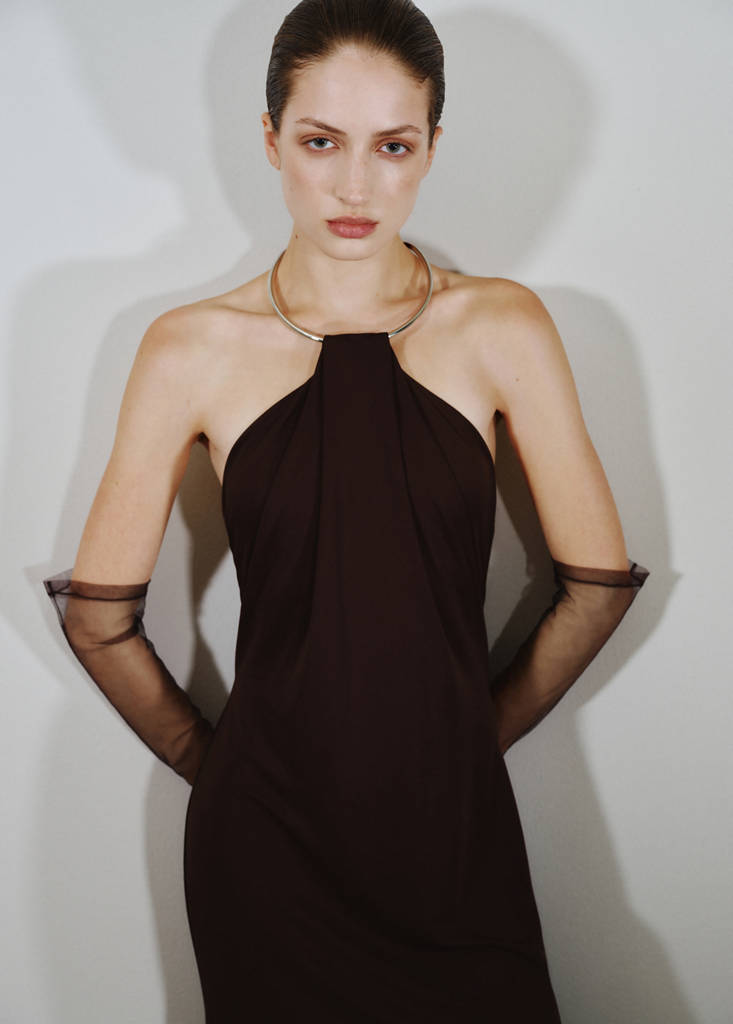 Robe En Maille Fine Avec Col Ras-De-Cou
