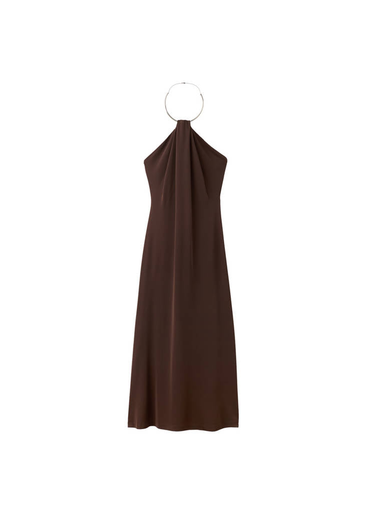 Robe En Maille Fine Avec Col Ras-De-Cou
