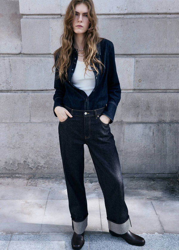 Jeans dritti con risvolti