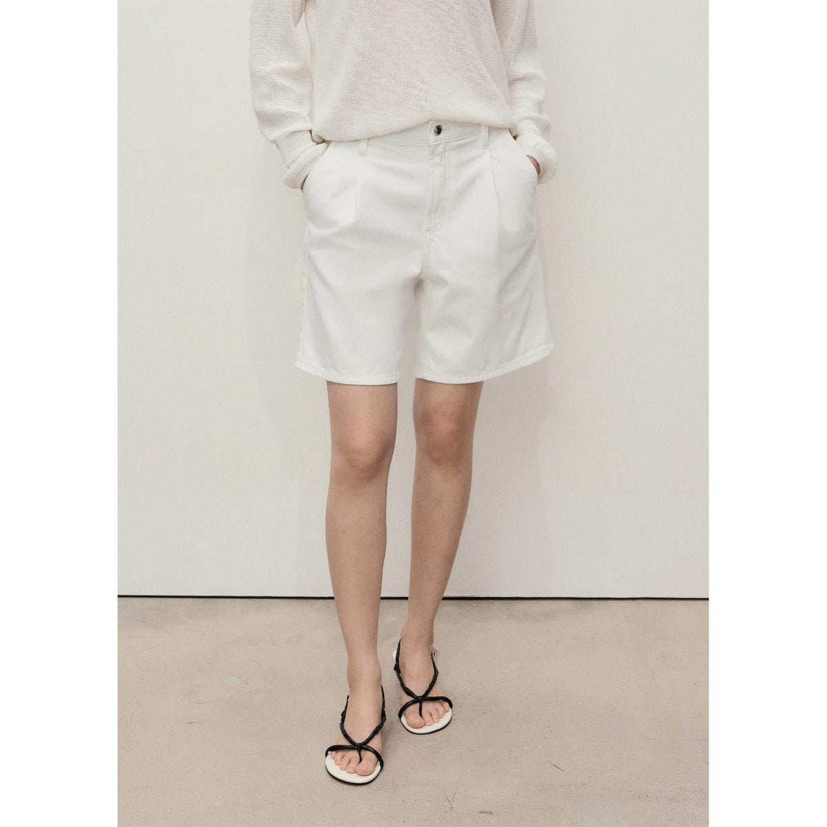 Bermuda En Jean Taille Normale À Pinces