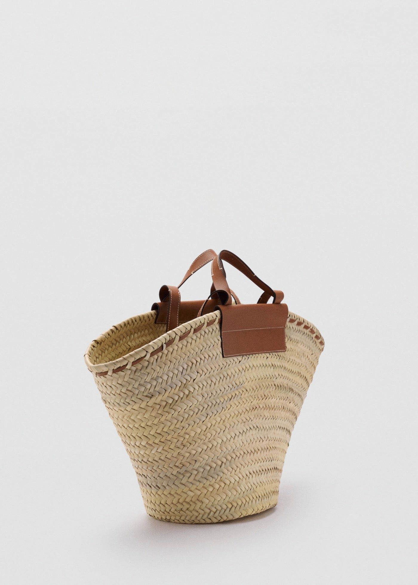 Grand Sac Cabas En Fibre Naturelle Anse Cuir