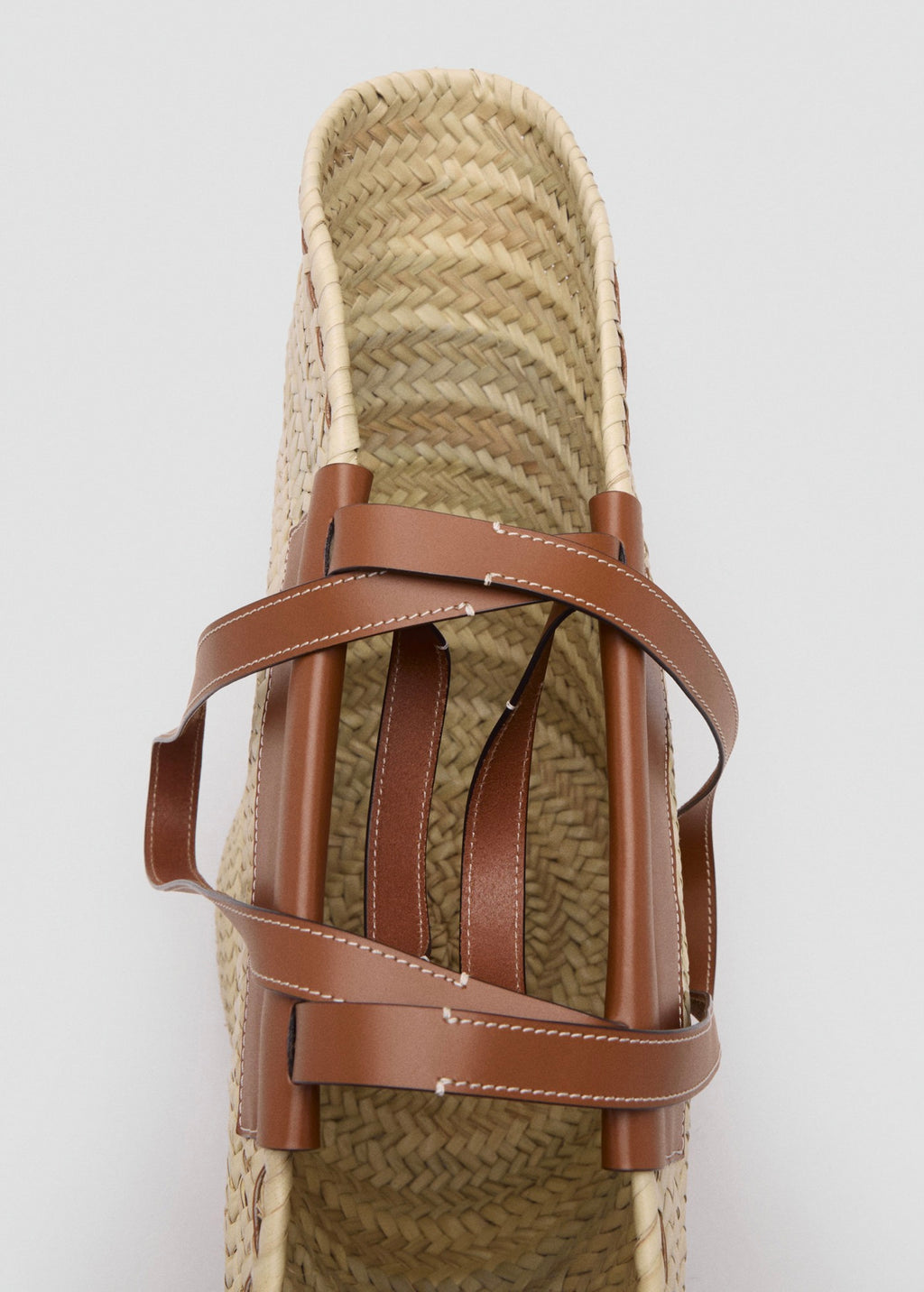 Grand Sac Cabas En Fibre Naturelle Anse Cuir