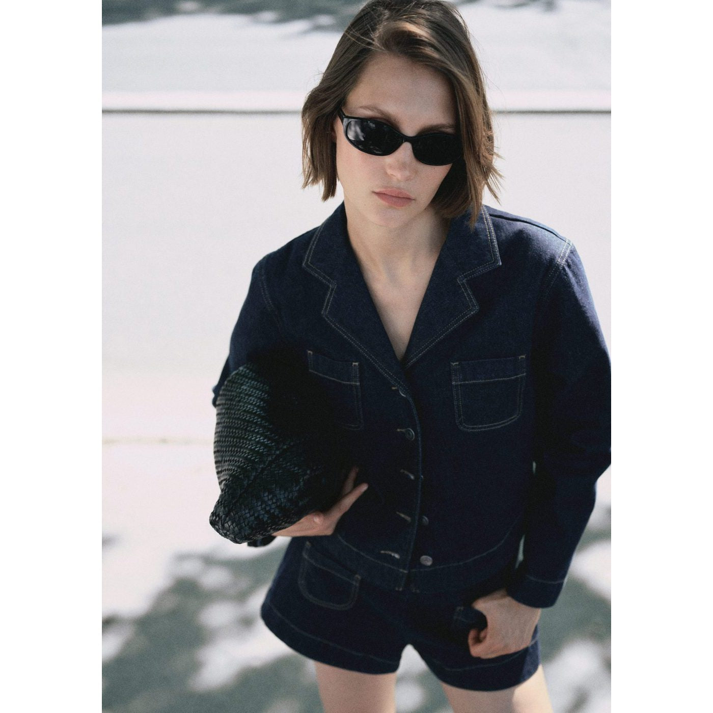 Short En Jean Taille Haute Avec Poches