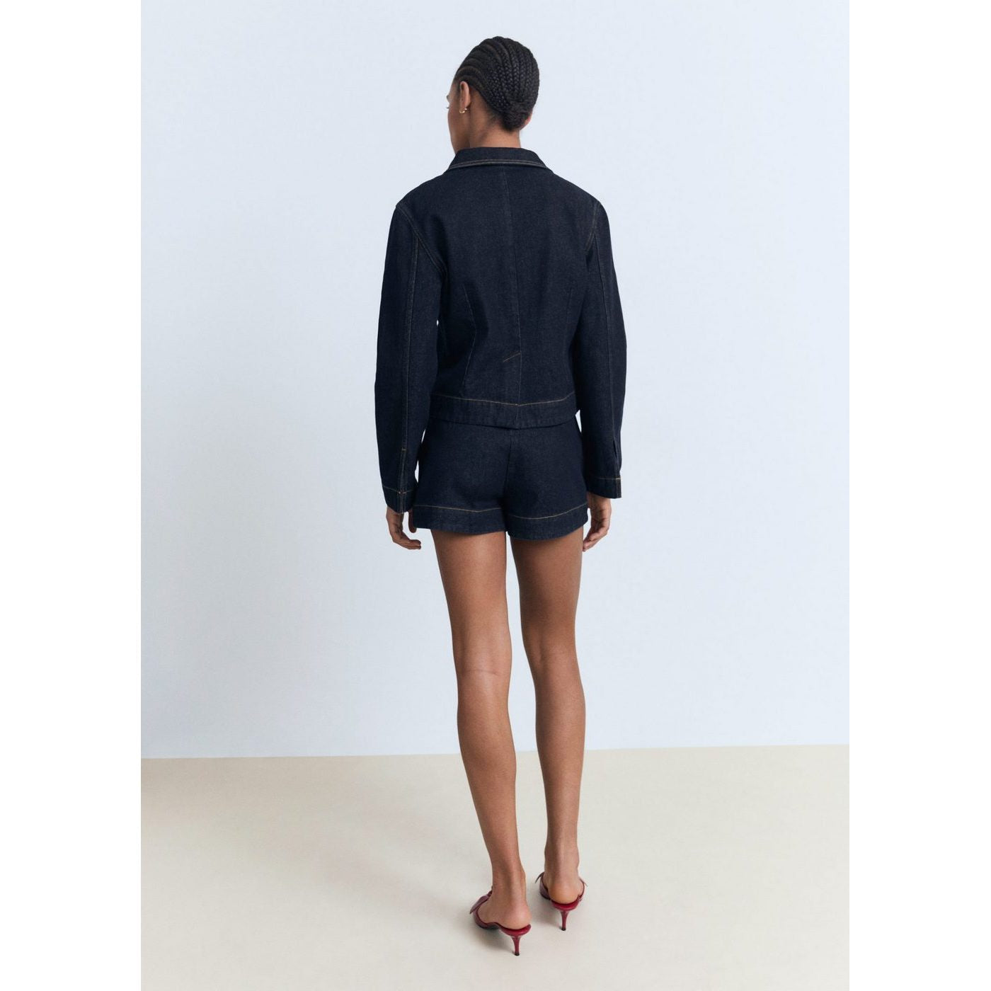 Short En Jean Taille Haute Avec Poches