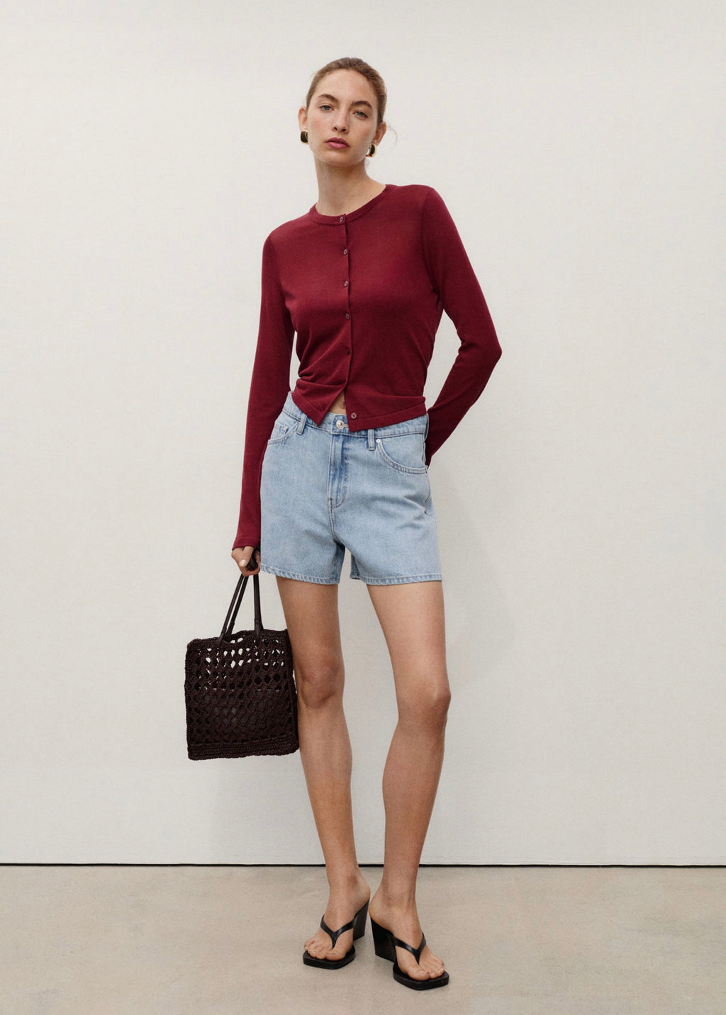 Short En Jean Droit Taille Haute