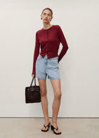 Short En Jean Droit Taille Haute