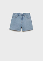 Short En Jean Droit Taille Haute