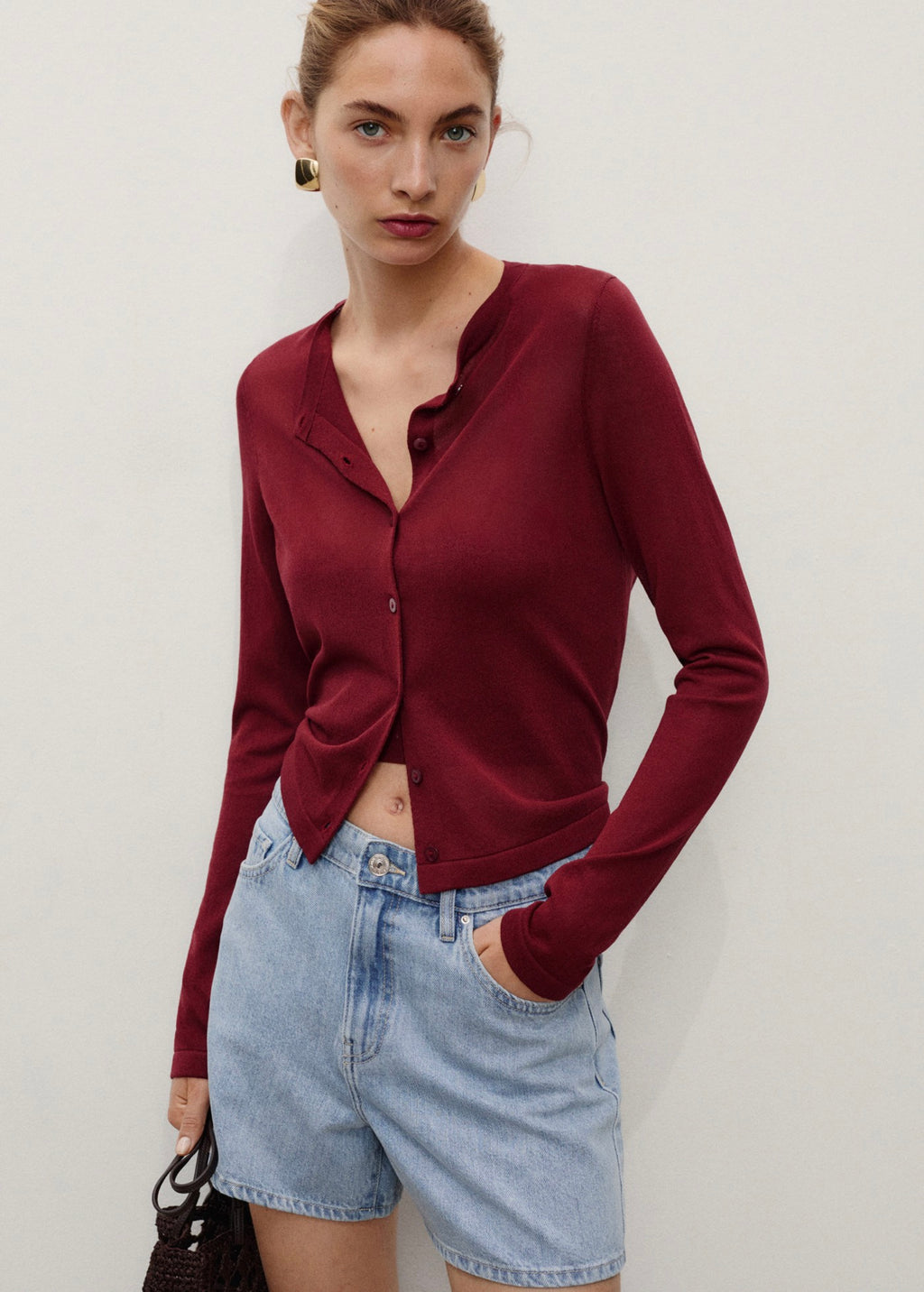 Short En Jean Droit Taille Haute