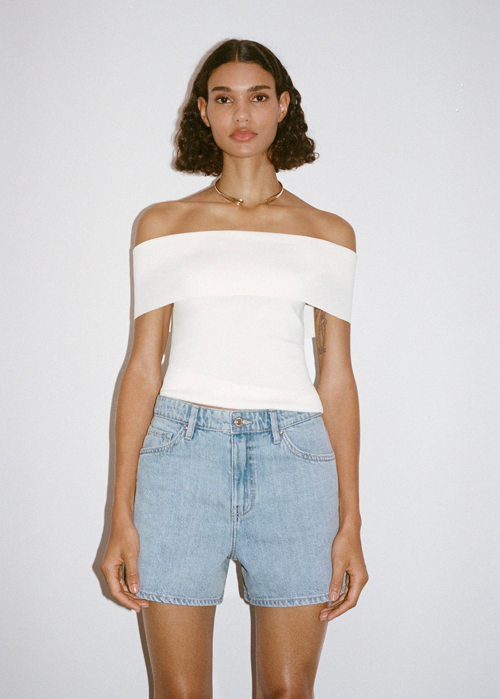 Short En Jean Droit Taille Haute