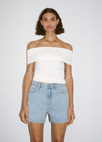 Short En Jean Droit Taille Haute