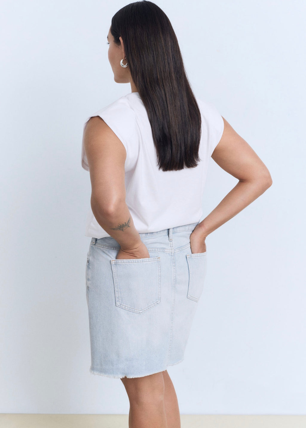 Jupe Denim Bas Effiloché