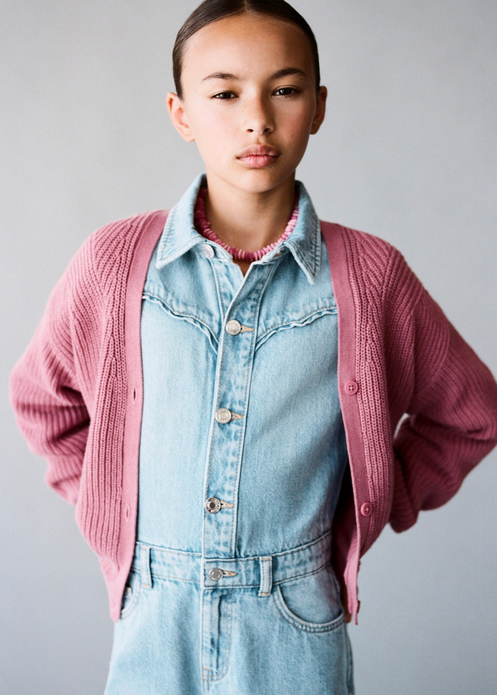 Cardigan Rose Cerise - Fille