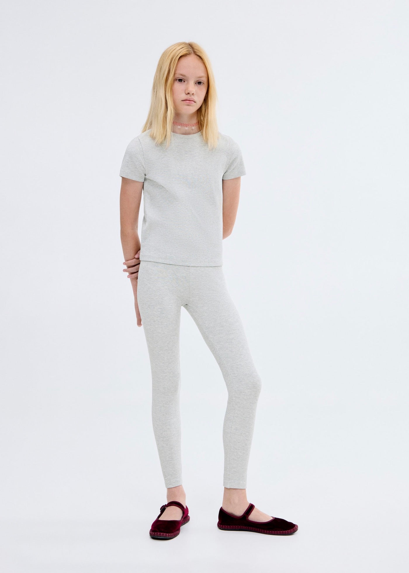 Legging Sport Gris Clair Chiné - Fille