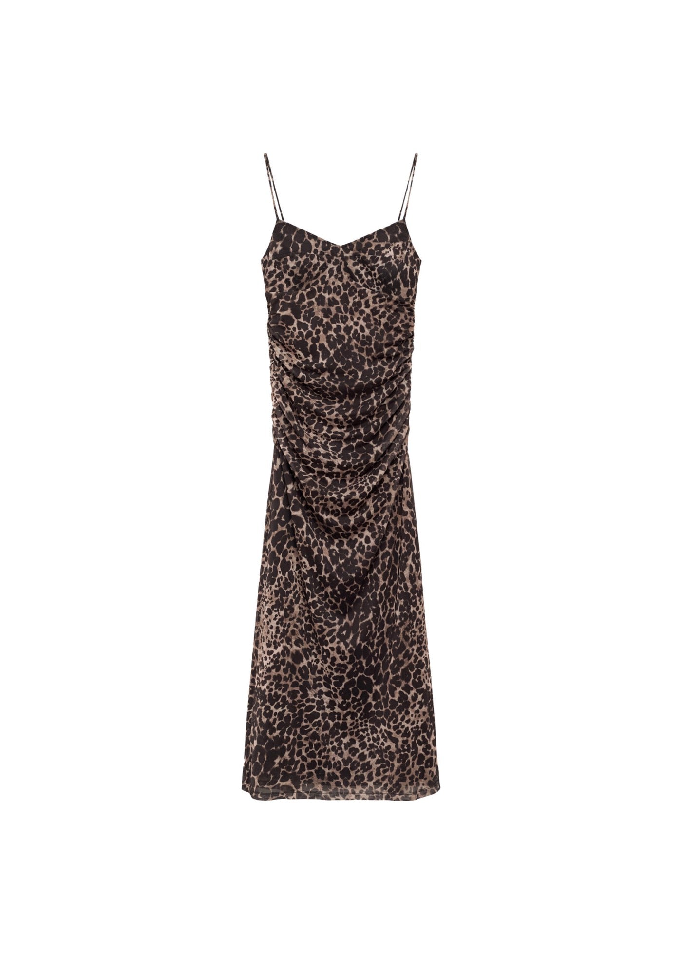 Robe Midi Froncée Léopard