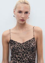 Robe Midi Froncée Léopard