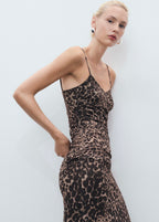 Robe Midi Froncée Léopard