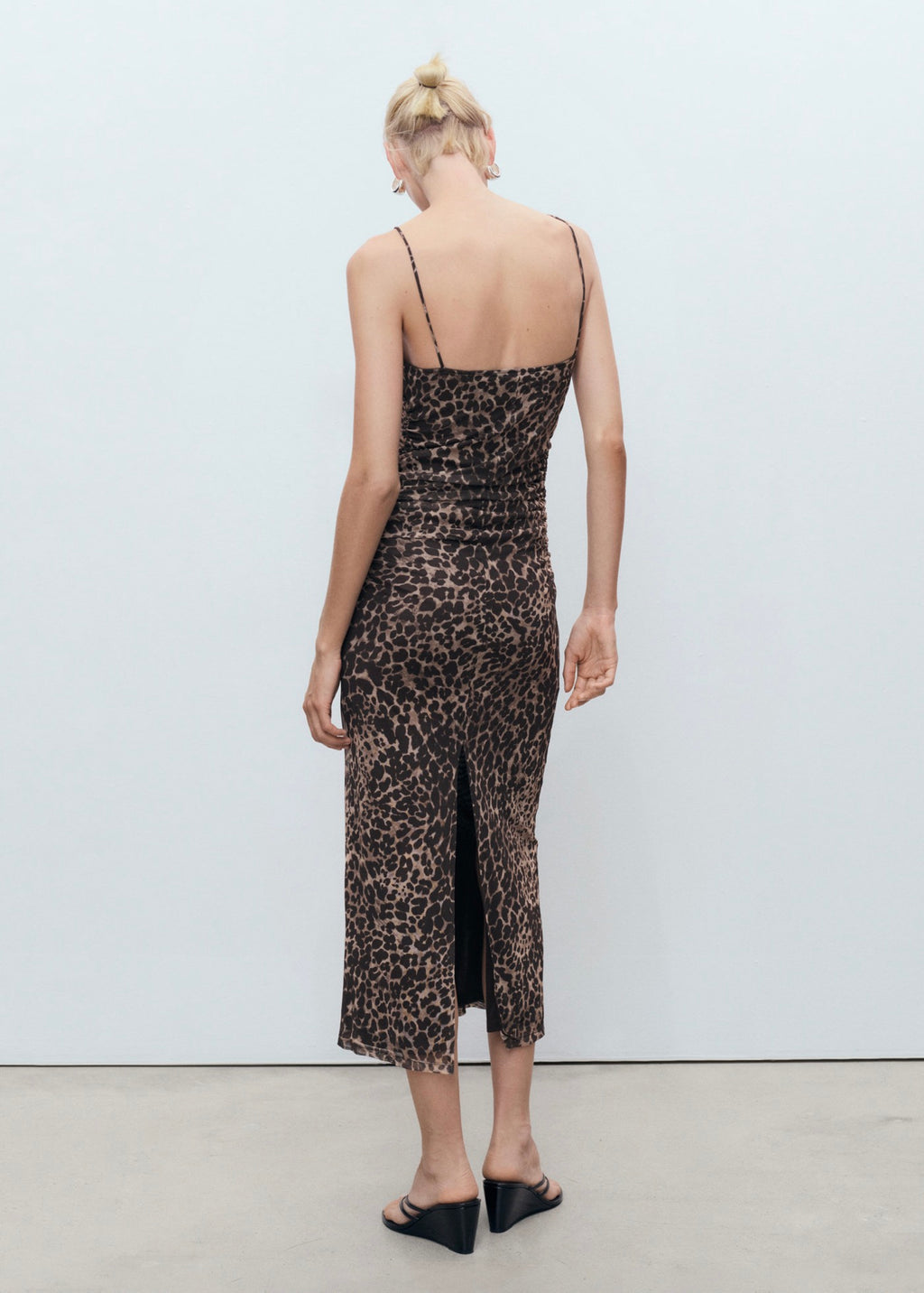 Robe Midi Froncée Léopard