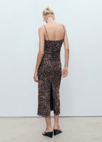 Robe Midi Froncée Léopard