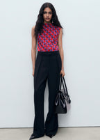Blouse Imprimée Col Bénitier