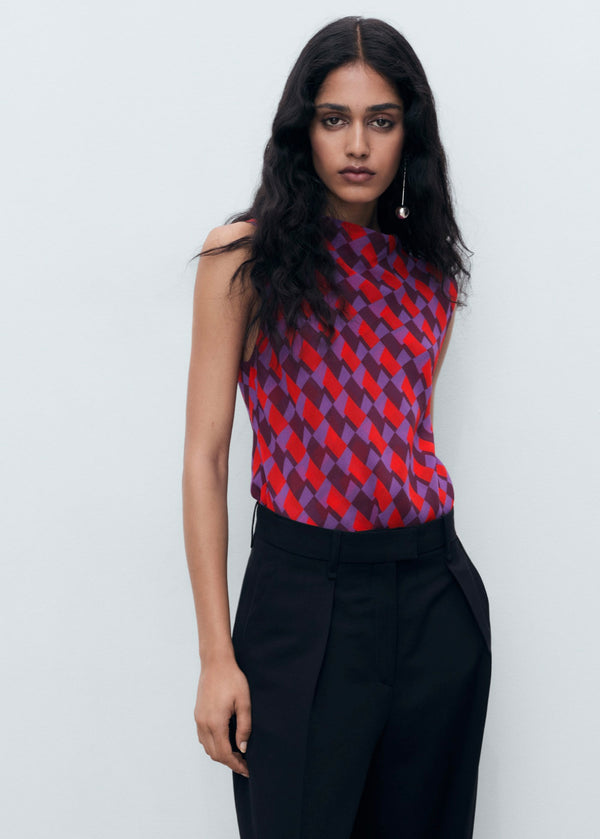 Blouse Imprimée Col Bénitier