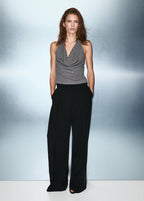 Top Strass Col Drapé