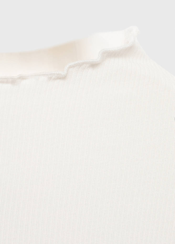 T-Shirt Côtelé Bords Festonnés