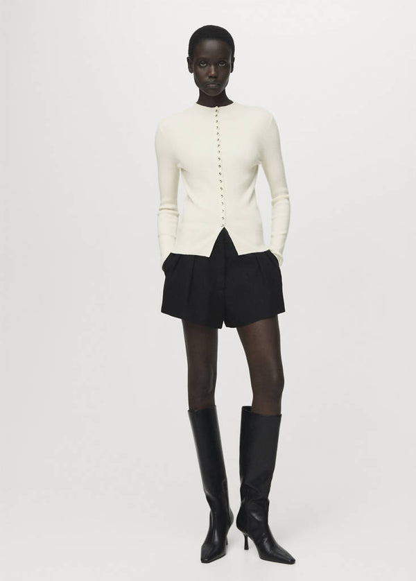 Cardigan in maglia fine a coste