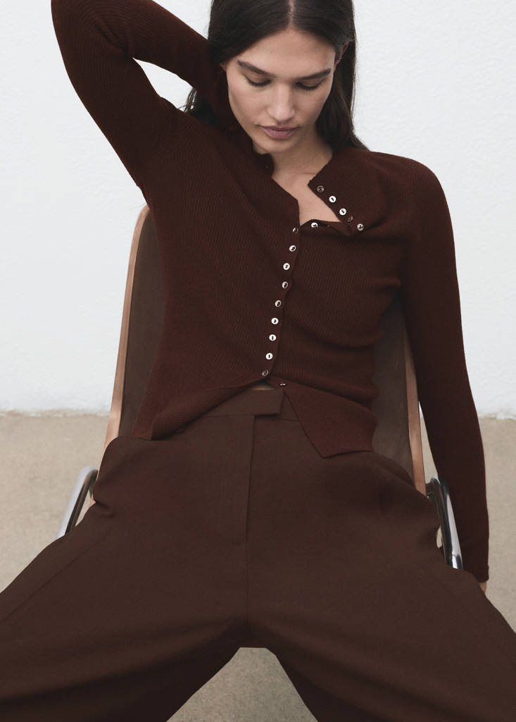 Cardigan Maille Fine Côtelée