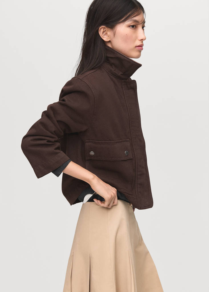 Parka En Jean Col En Cuir Synthétique