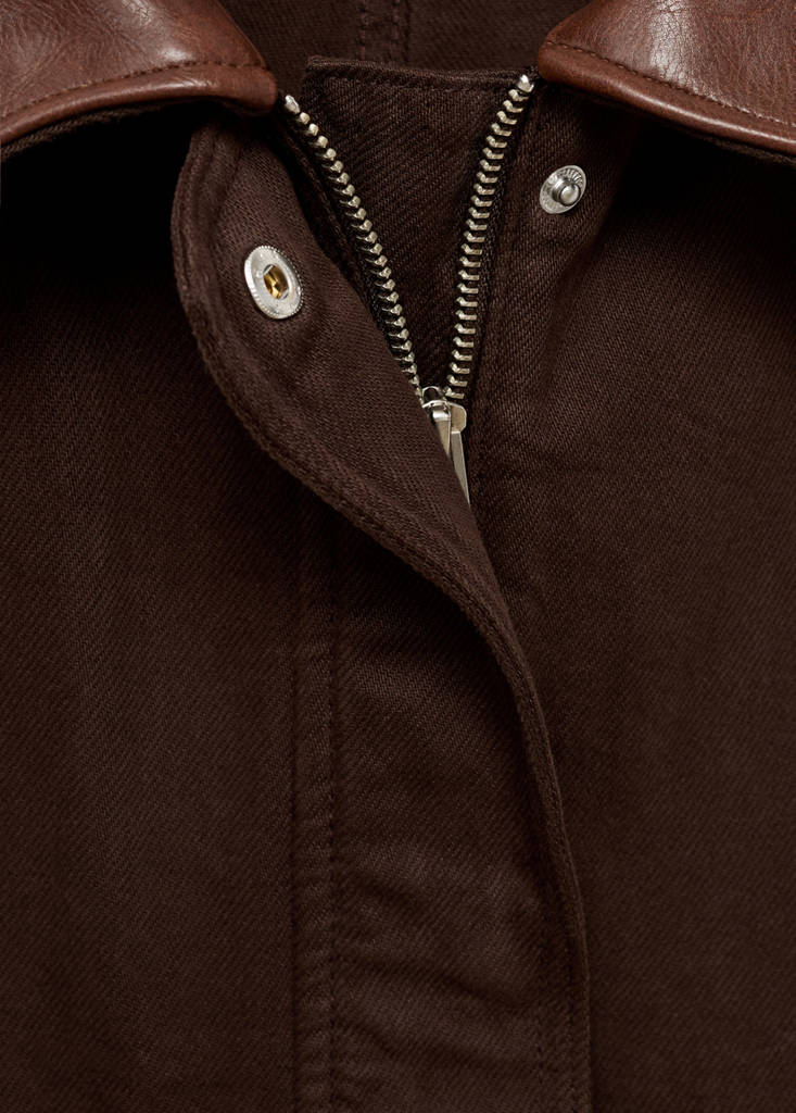 Parka En Jean Col En Cuir Synthétique