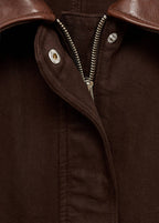 Parka En Jean Col En Cuir Synthétique