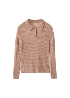 Pull-Over Maille Ajourée Col Polo