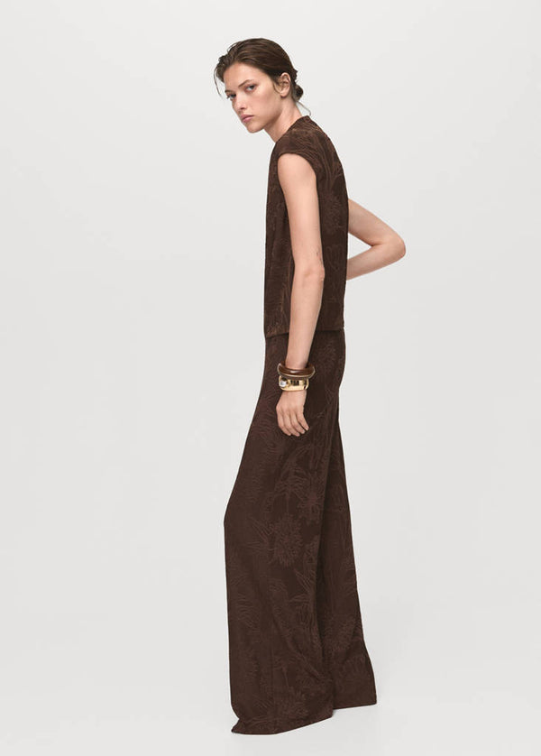Pantaloni Jacquard Floreali Dritti