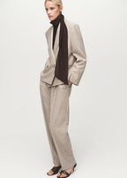 Pantalon De Costume En Laine À Rayures Fines