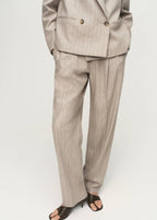 Pantalon De Costume En Laine À Rayures Fines
