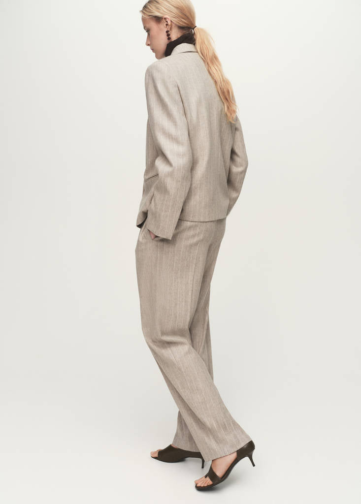 Pantalon De Costume En Laine À Rayures Fines