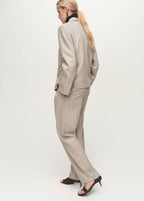 Pantalon De Costume En Laine À Rayures Fines