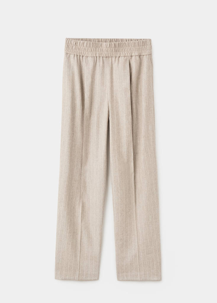 Pantalon De Costume En Laine À Rayures Fines
