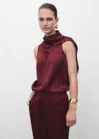 Blouse Satinée Avec Foulard