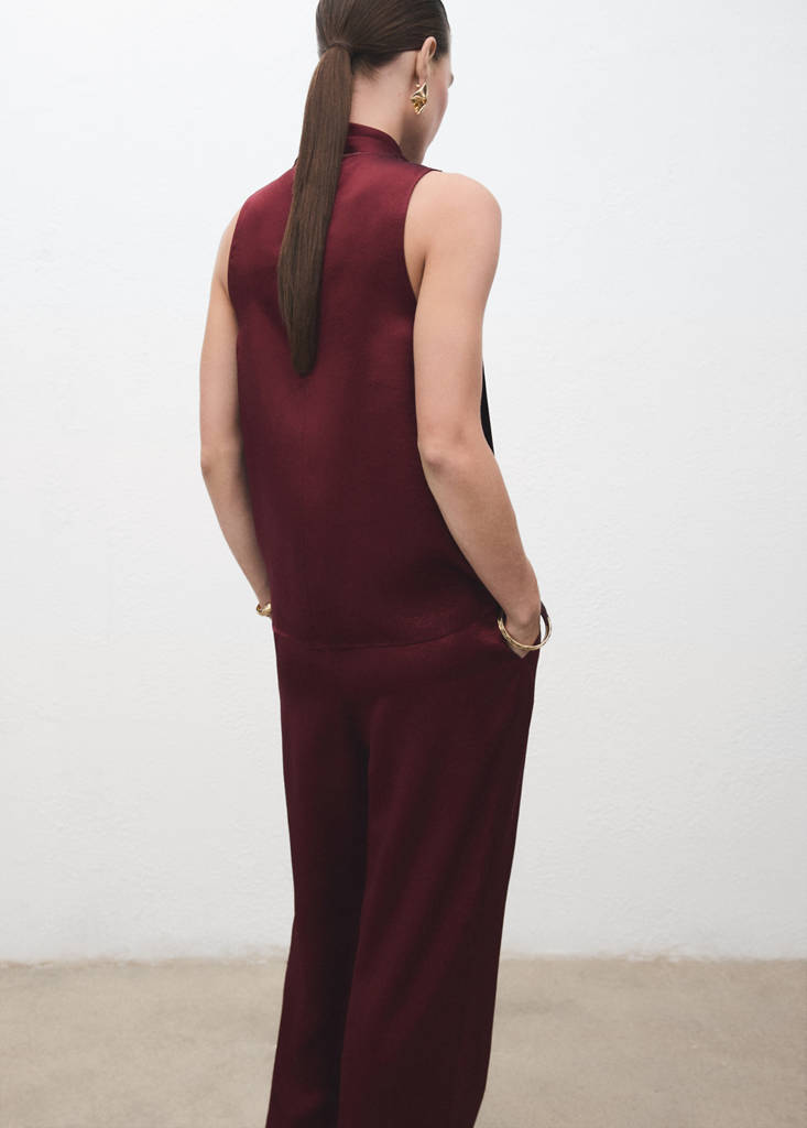 Blouse Satinée Avec Foulard