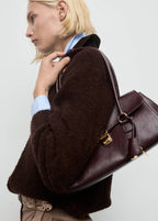 Veste En Maille Bouclée Avec Col En Velours Côtelé