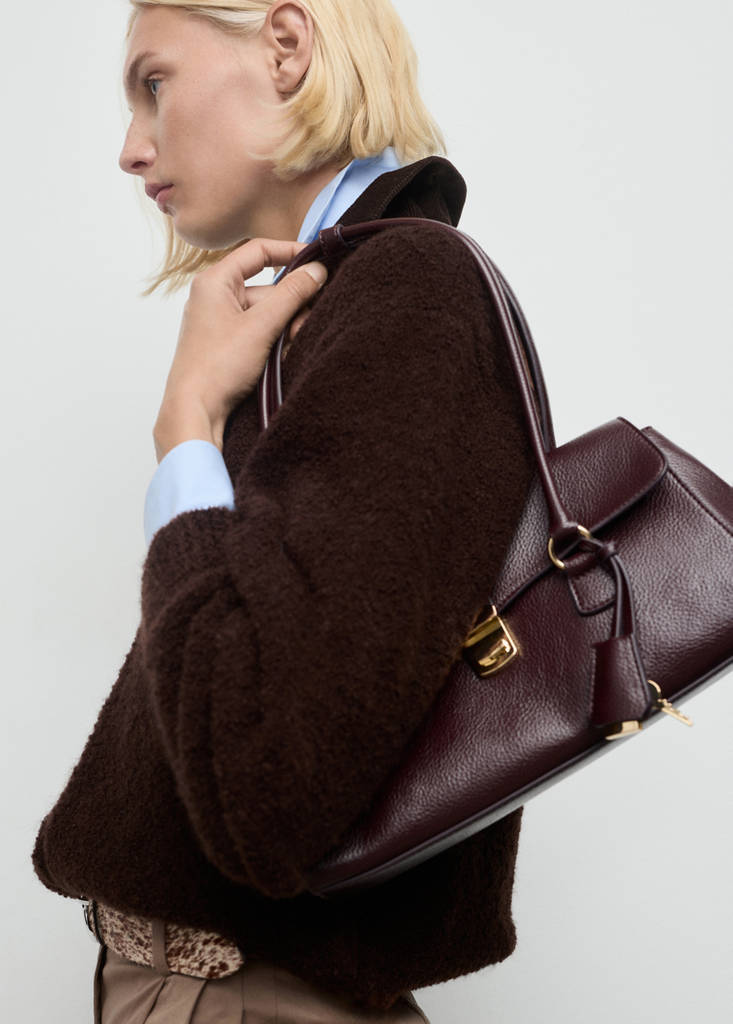 Veste En Maille Bouclée Avec Col En Velours Côtelé