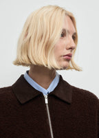 Veste En Maille Bouclée Avec Col En Velours Côtelé