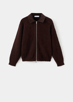 Veste En Maille Bouclée Avec Col En Velours Côtelé