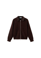 Veste En Maille Bouclée Avec Col En Velours Côtelé