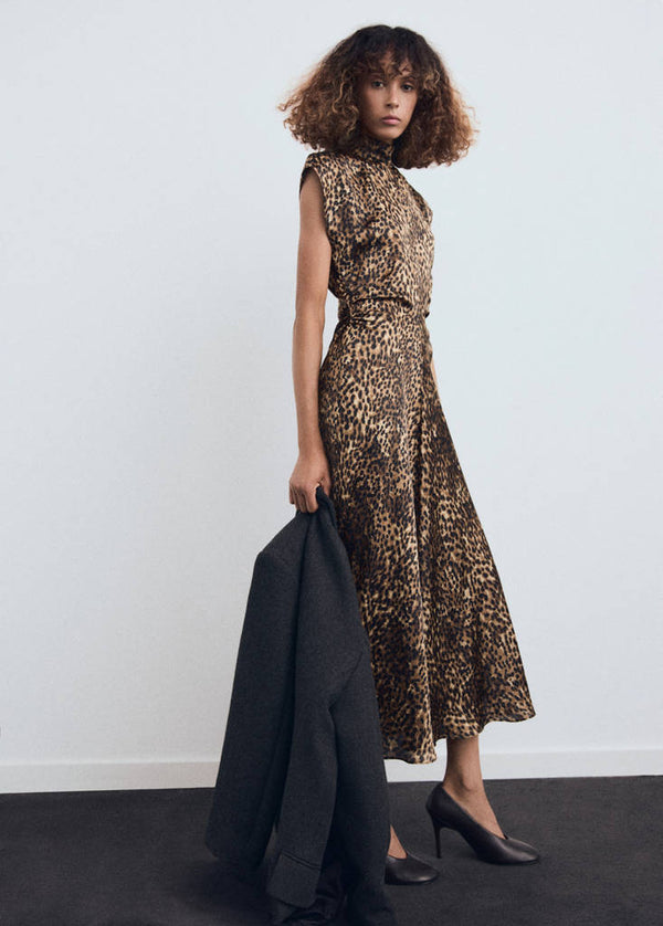 Leopard Satin Dress